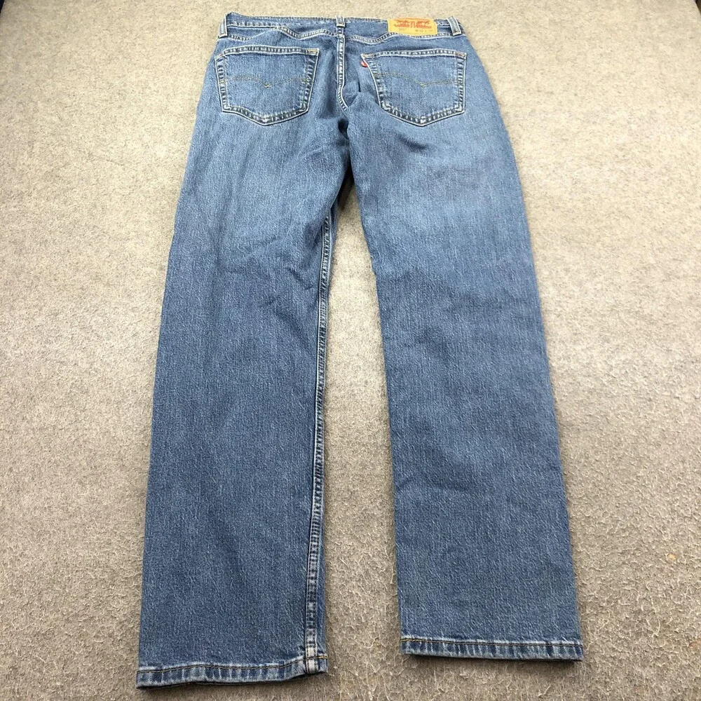 Levis 505 Jeans Mens 32x32 Blue Medium Wash Regular Straight Denim Pants Casual